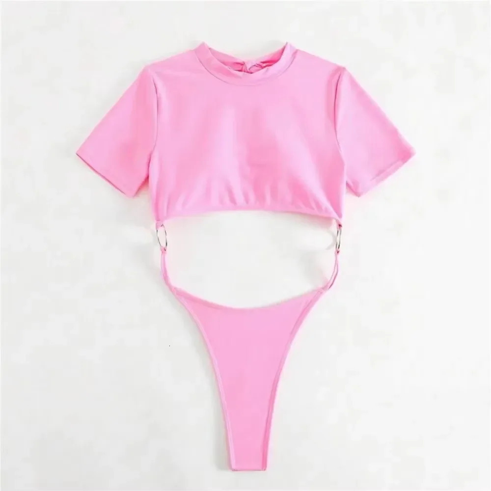 Sexy Micro Thong Swimwear Women One Piece Swimsuits 2025 Cut Out Monokini Backless Bathing Suit Blue Bikini Bathers Beach Wear 250113