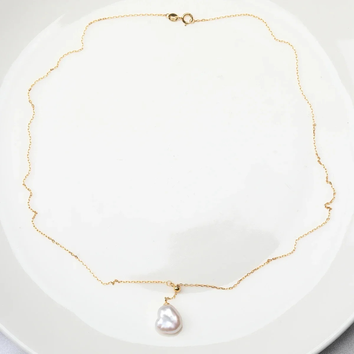 Natural freshwater heart-shaped Baroque pearl Y-shaped chain slanted pendant S925 Sterling Silver necklace adjustable love gift 250117