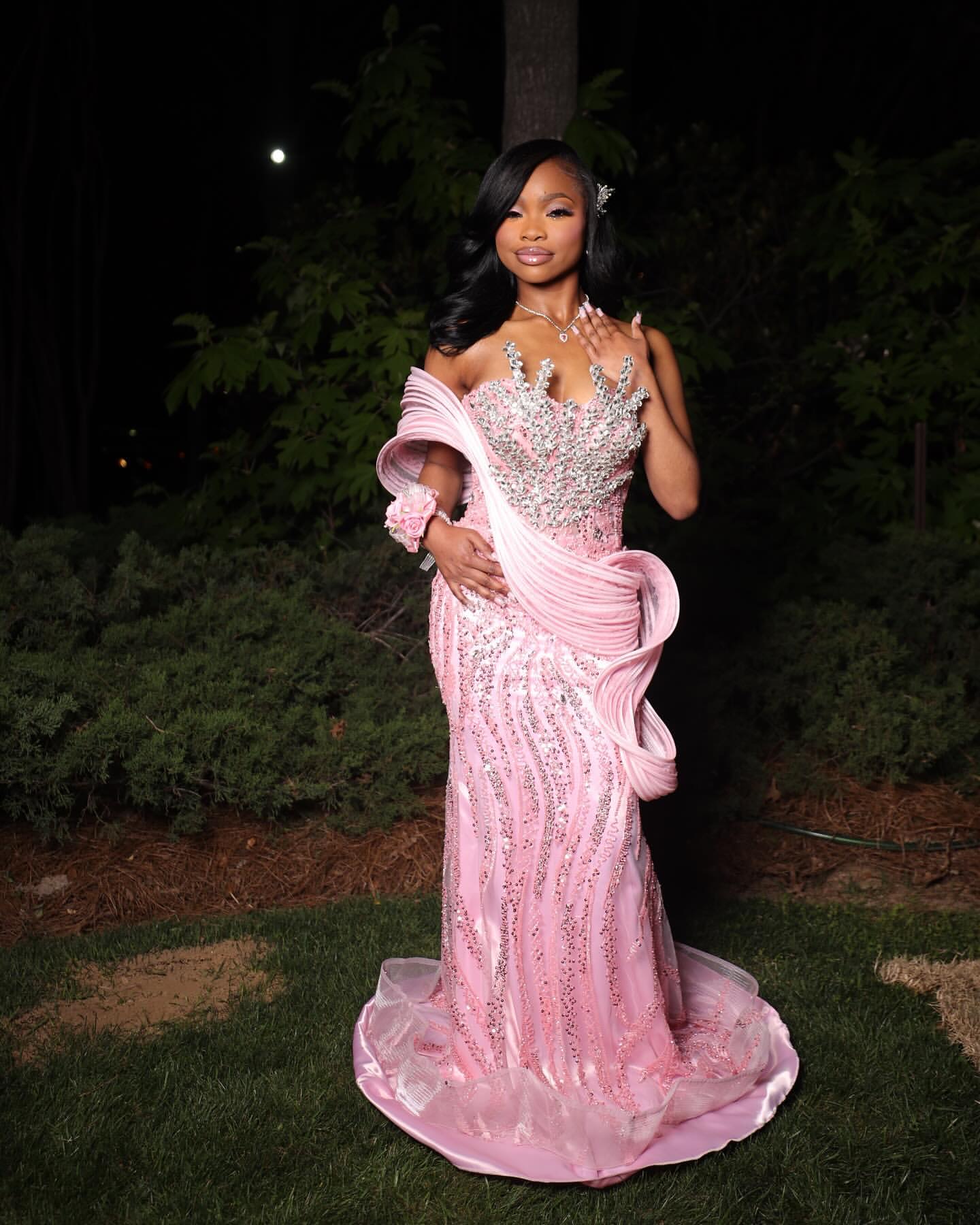 Aso Ebi Pink Mermaid Prom Dresses 2025 Stylish Crystals Sequined Evening Formal Party Second Birthday Engagement Gowns Plus Size Dress For Special Ocn