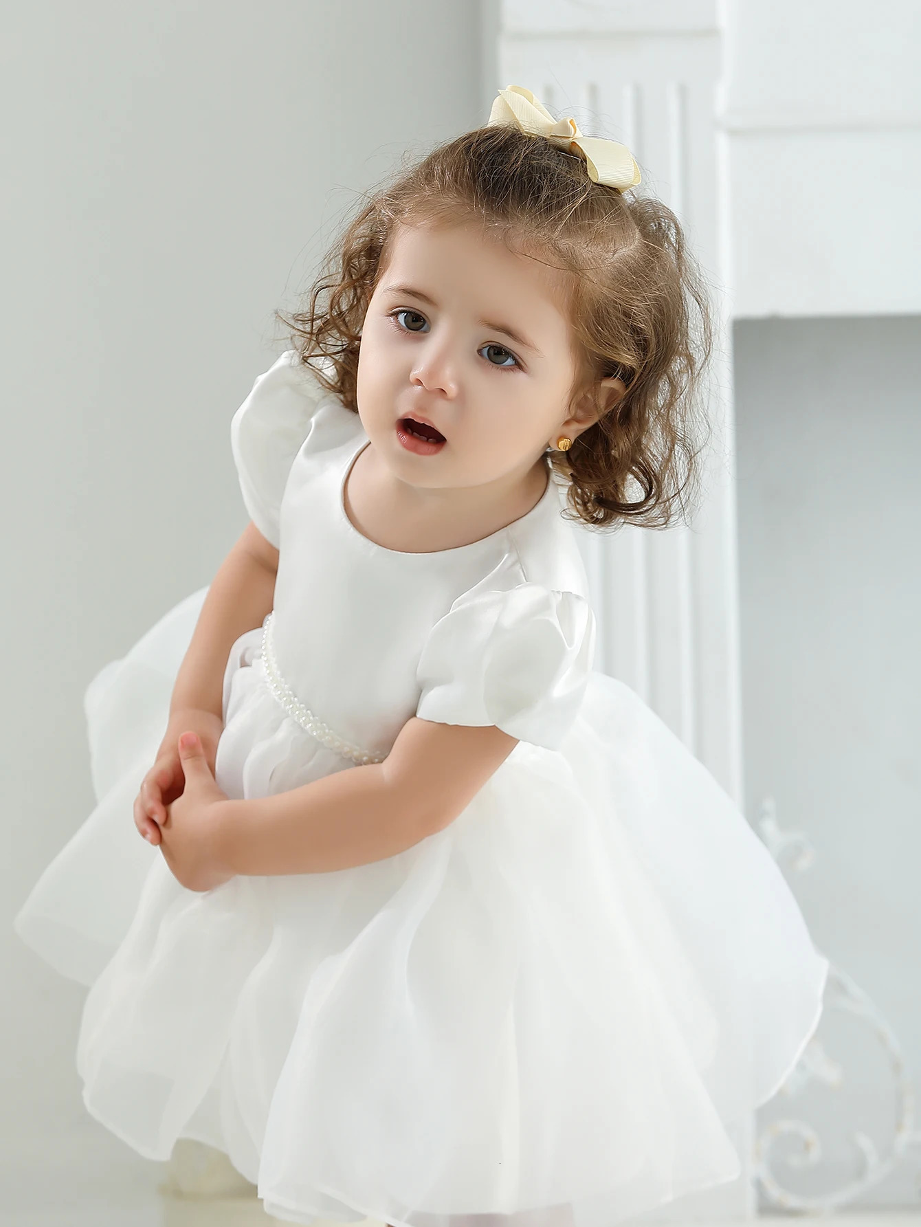 Baby Girls Satin Dress Party Frock Princess Dresses Applique Girl Baby Dress Customization 250120