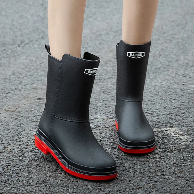 Womens MidCalf Rain Boots Rubber Shoes Winter CottonPadded WarmKeeping Waterproof NonSlip 250117