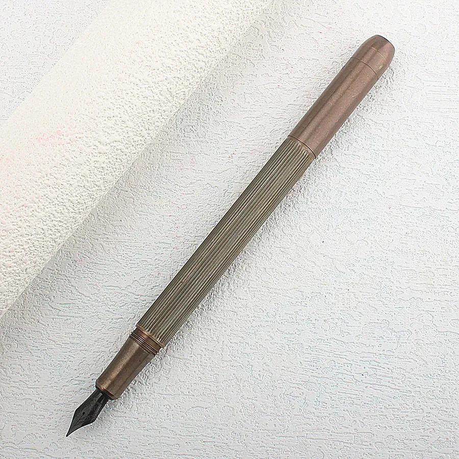 Bronze antique color Metal Fountain Pen EF F Nib Writing Ink Pen with Converter School Office Supplies Stationery 250115