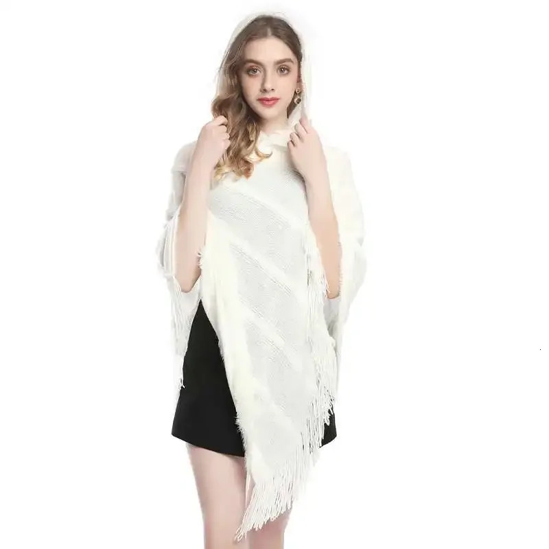 Spring Autumn Hooded Women Tassel Large Sweater Cashmere Selling Lady Cloak Shawl Fashion Wear Red 250121