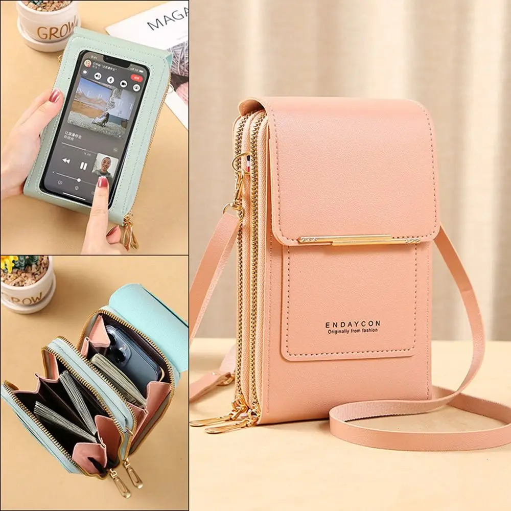 RFID Anti Theft Leather Bag Touch Screen Phone Purse Crossbody Travel Smartphone Handbag 250120