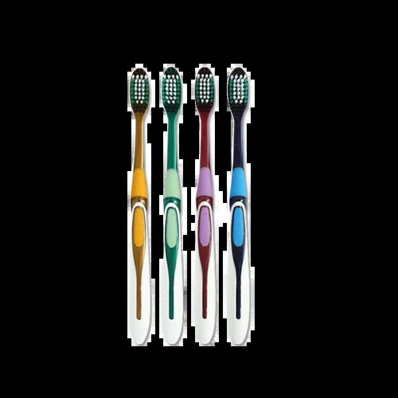 4 PCS adult soft bristled toothbrushes silicone anti slip handle individually packaged 250115