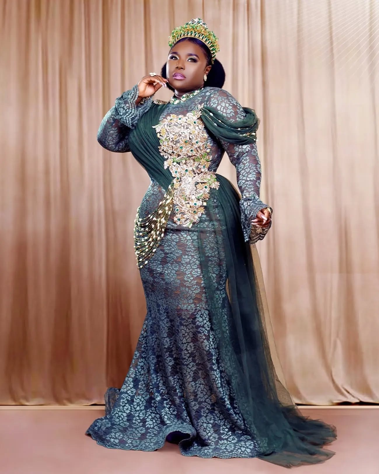 Aso Ebi Hunter Green Mermaid Prom Dresses 2025 Illusion Lace Beadings Evening Formal Party Second Birthday Engagement Gowns Plus Size Dress For Specia