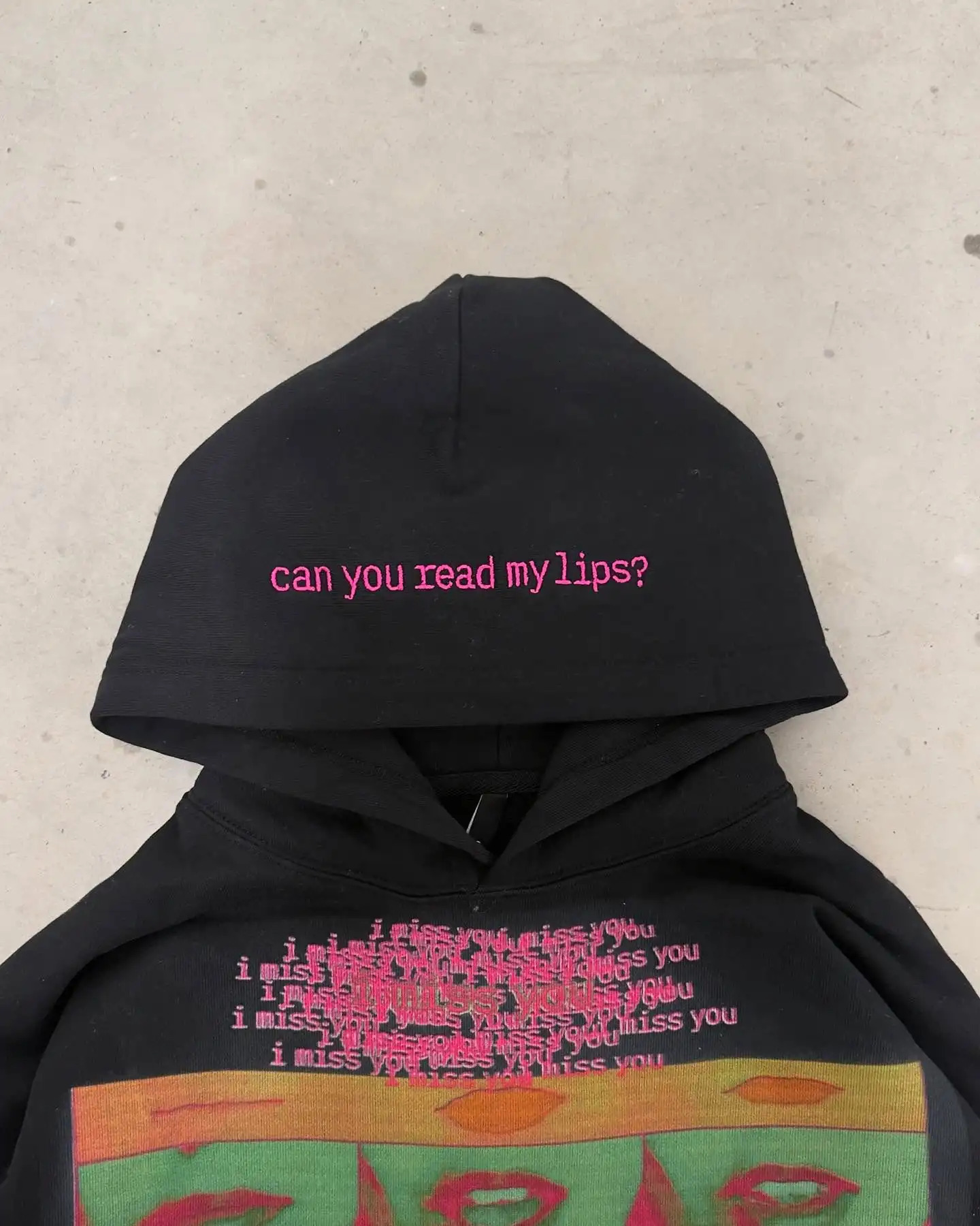Harajuku Thickened Lips Hoodie Oversized Y2k Goth Hoodies Women Streetwear Tops Sweatshirt Grunge Hip Hop Men Clothing 250118