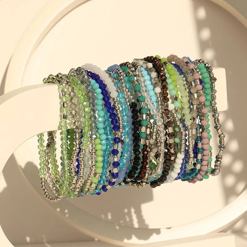 36 piece handmade elastic bead bracelet Bohemian stackable bead elastic bracelet colorful Bohemian beach ankle bracelet set 250110