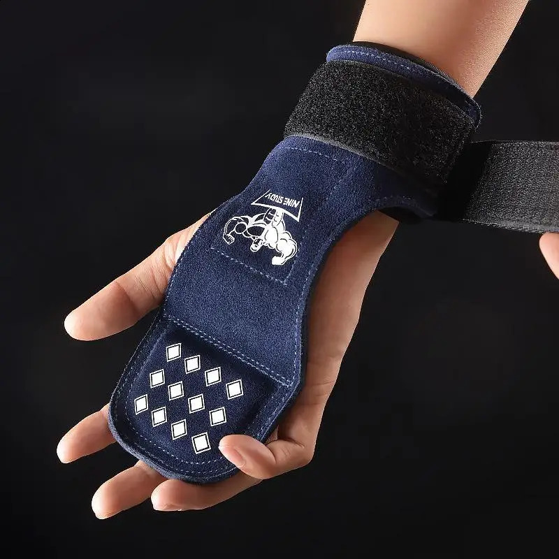 Leather Gym Gloves Pull-ups Lifting Gymnastic Crossfit Anti-Skid Belt Wraps Support Palm Protection Pads Fitness Accessories 250118