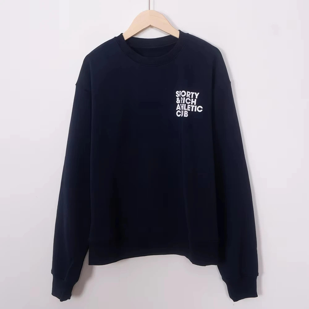 ZESSAM Letter Print Sweatshirt Womens Long Sleeve Sports Club Pullover Vintage Casual Cotton Top 250122