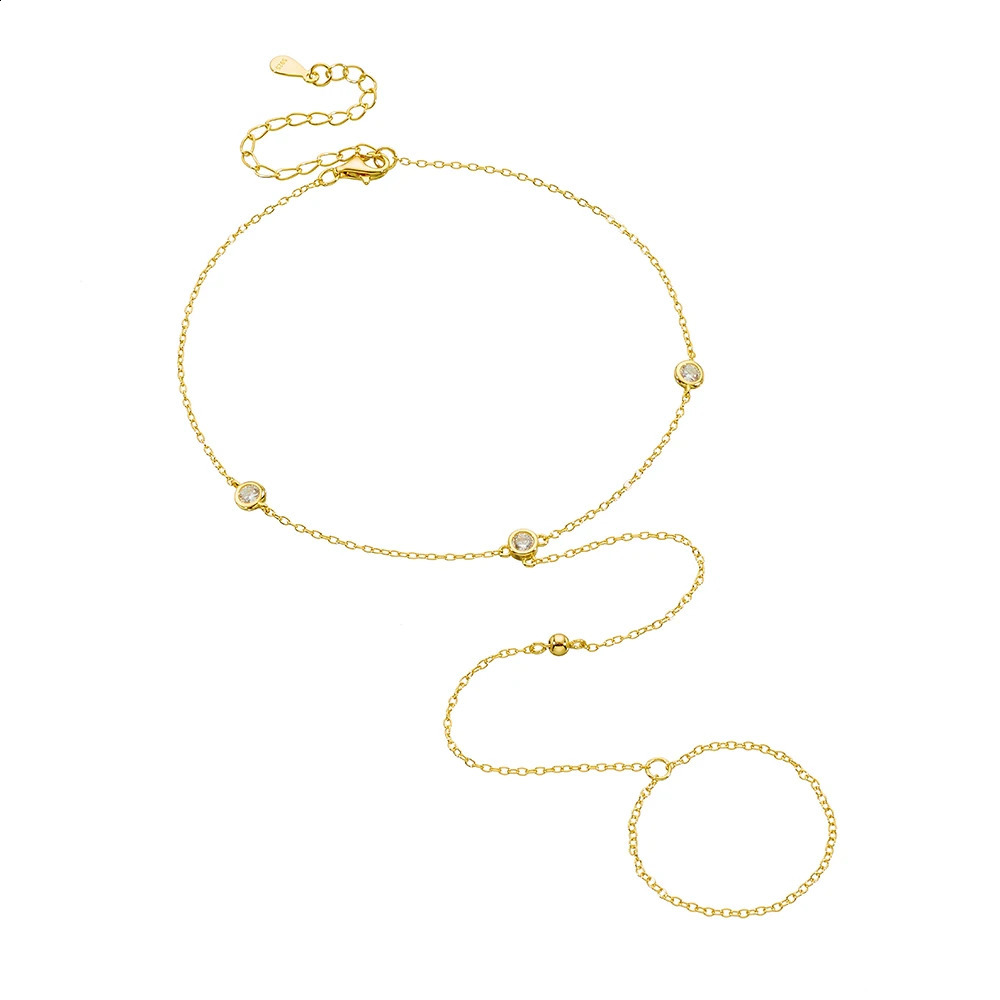 Boho Beach Anklet sterling silver gold-plated jewelry fashionable zircon necklace 250110