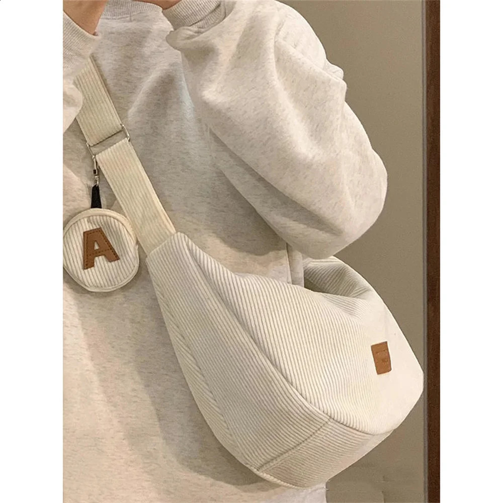 Large Capacity Corduroy Shoulder Crossbody Bag Women Leisure Armpit Solid Color Versatile Dumpling Fashion Messenger 250118