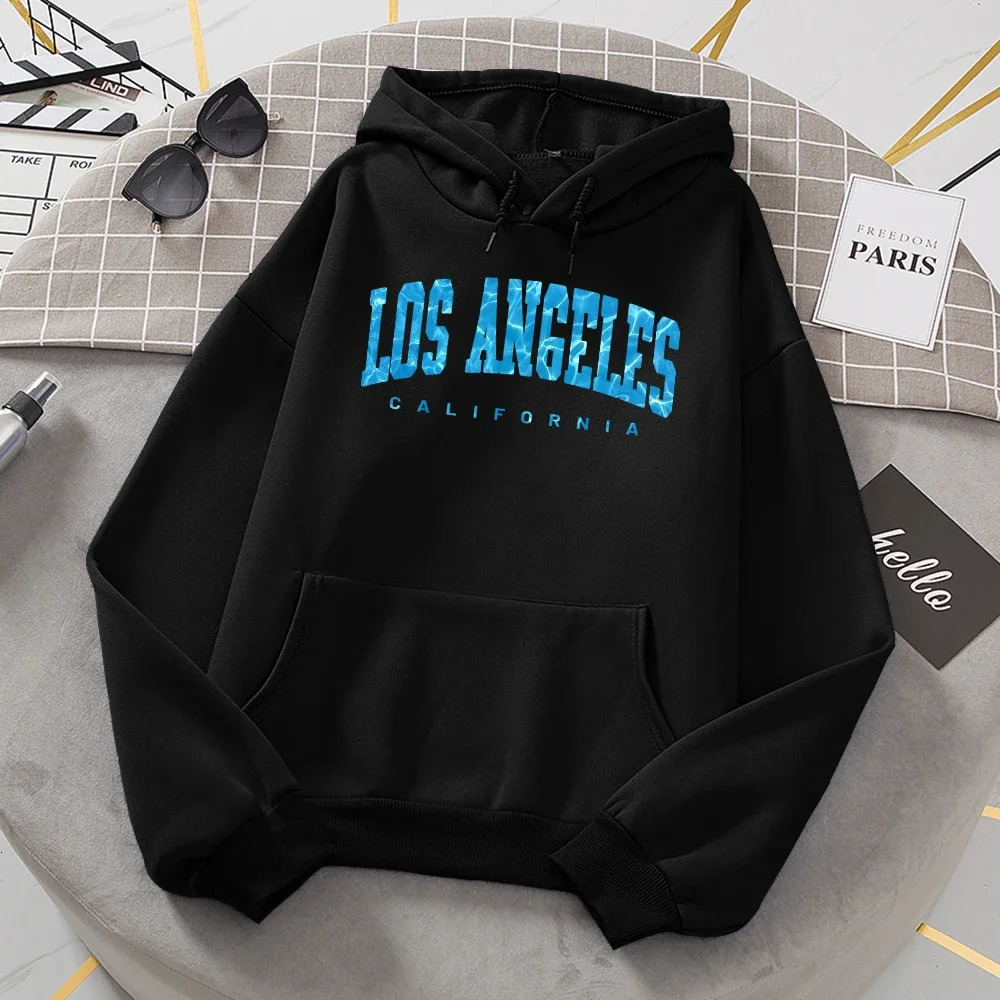 Fashion Hoodies Los Angeles California Sea Surface Ripple n Women Hoodie Novelty Hooded Casual Clothes Streetwear 250121