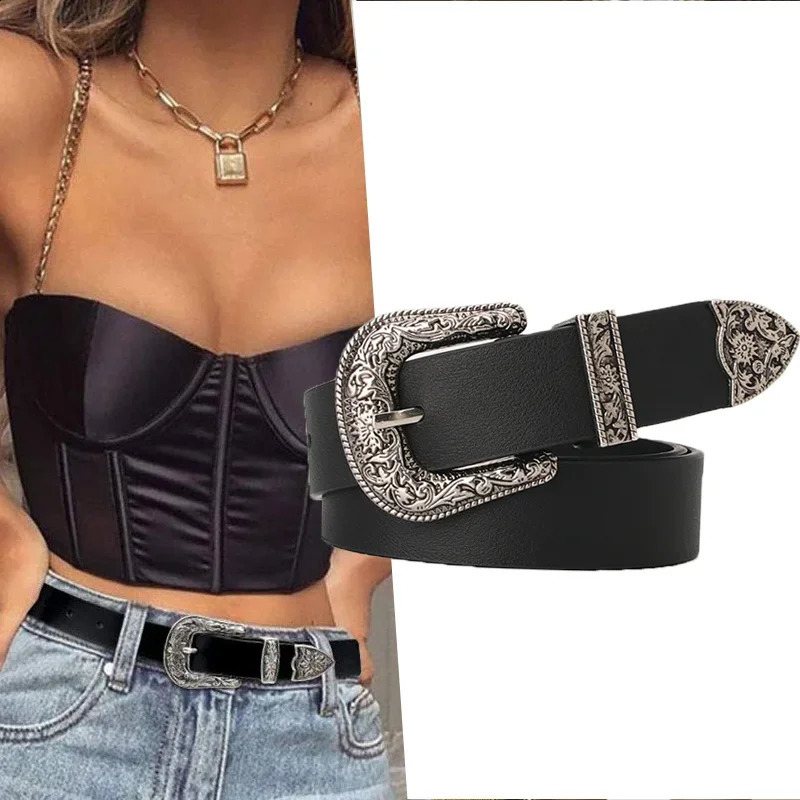 Womens Adjustable Boho Wetern Belt Fashion Jeans Round Buckle Cinturones Para Mujer Ceinture Femme 250114
