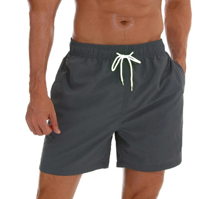 Mens Swim Trunks Beach Shorts Drawstring with Mesh Lining Elastic Waist Plain Breathable Soft Casual Daily Streetwear 250109