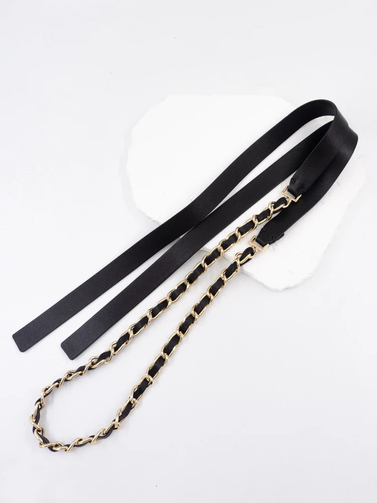 style sheepskin pierced leather belt with soft leather waist chain knotted fine belt elegant decorative chain belt 250117