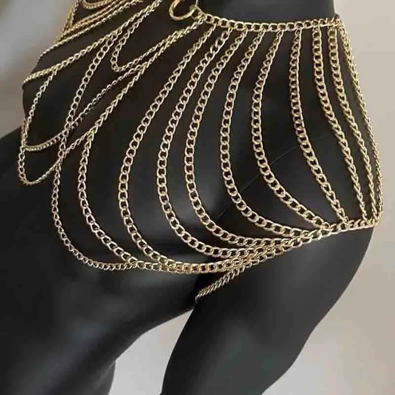 Men Metal Body Chain Shoulder Necklace Jewelry Tassel Nightclubs Accessory Fashion Personality Party Nightclubs Beach Carnival 250121