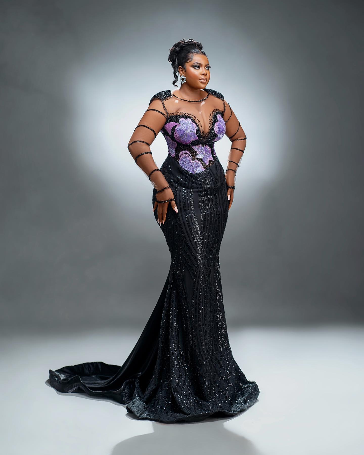 Aso Ebi Black Mermaid Prom Dresses 2025 Full Sleeves Beaded Sequined Evening Formal Party Second Birthday Engagement Gowns Plus Size Dress For Special