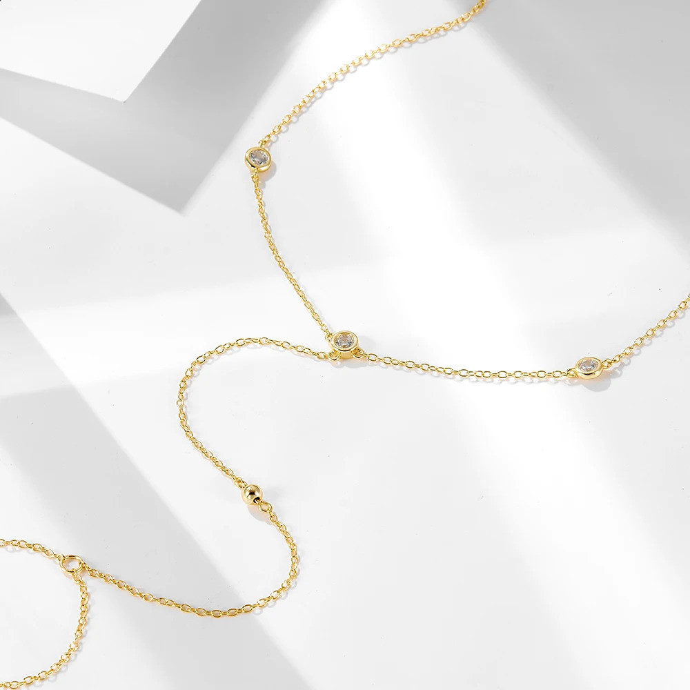 Boho Beach Anklet sterling silver gold-plated jewelry fashionable zircon necklace 250110