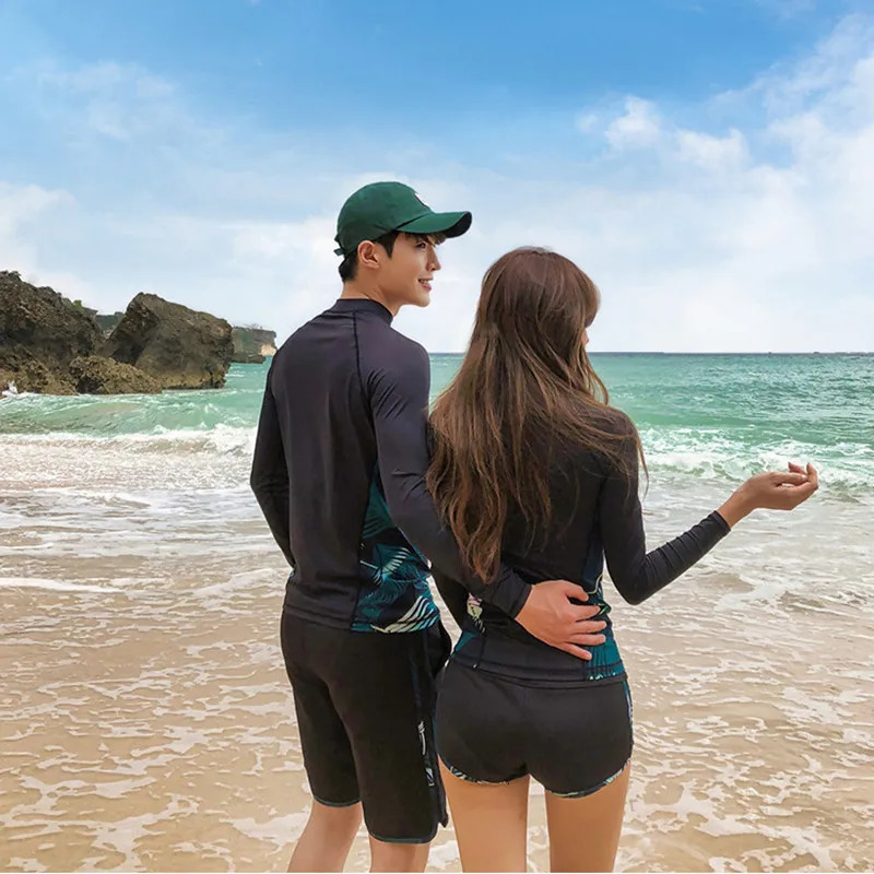 Rash Guard Women Swimsuit Lovers Wetsuit Diving Suit Long Sleeve Swimwear Men Surf Sunscreen Beach Bathing Suit Monokini 250117