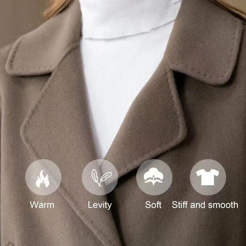 Women Woolen Coat with Lapel Singlebreasted n Jacket Thermal Lining for Commuting Fallwinter Outerwear 250122