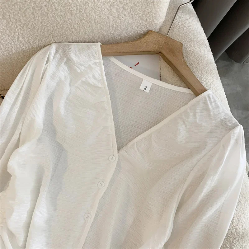 Spring Style Sweet n Sensibility Shirt Womens Long Sleeve Korean Version Versatile Stylish Small White Surface C 250122