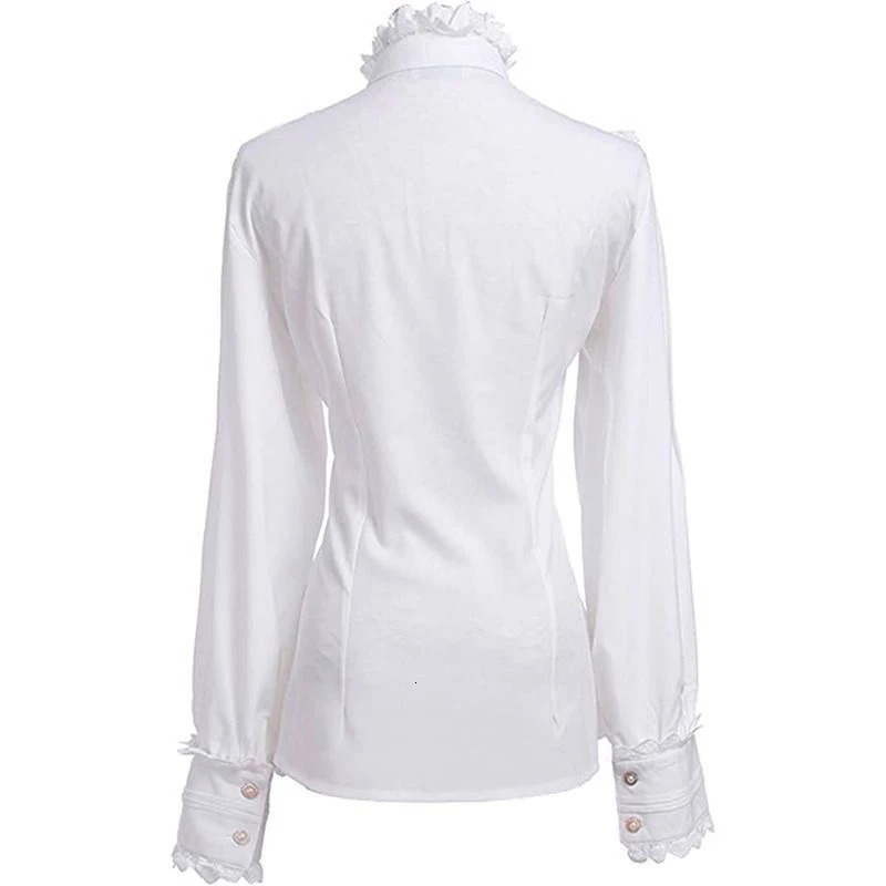Vintage Ruffles White Shirt Japanese Preppy Lolita Bow Bandage Blouses Gothic Lace Patchwork Black Long Sleeve Slim Tops 250122
