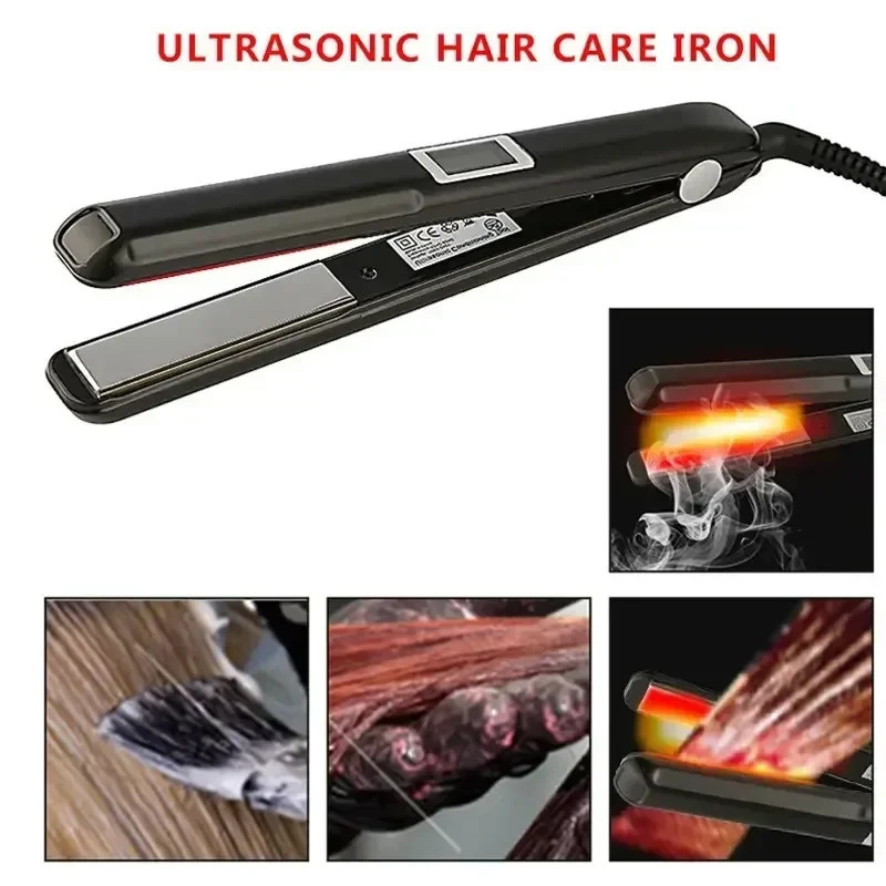 Hair Flat Irons Ultrasonic Infrared Cold Care Iron Keratin Treatment for Frizzy Recovers the Damaged Straightener 250121