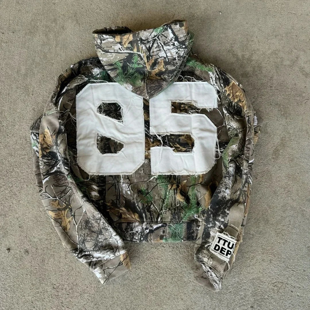 European and American Retro Camouflage Embroidered Letter Zipper Hoodies Men Women Street Hip-hop Hoodie Y2K Loose Harajuku Tops 250115