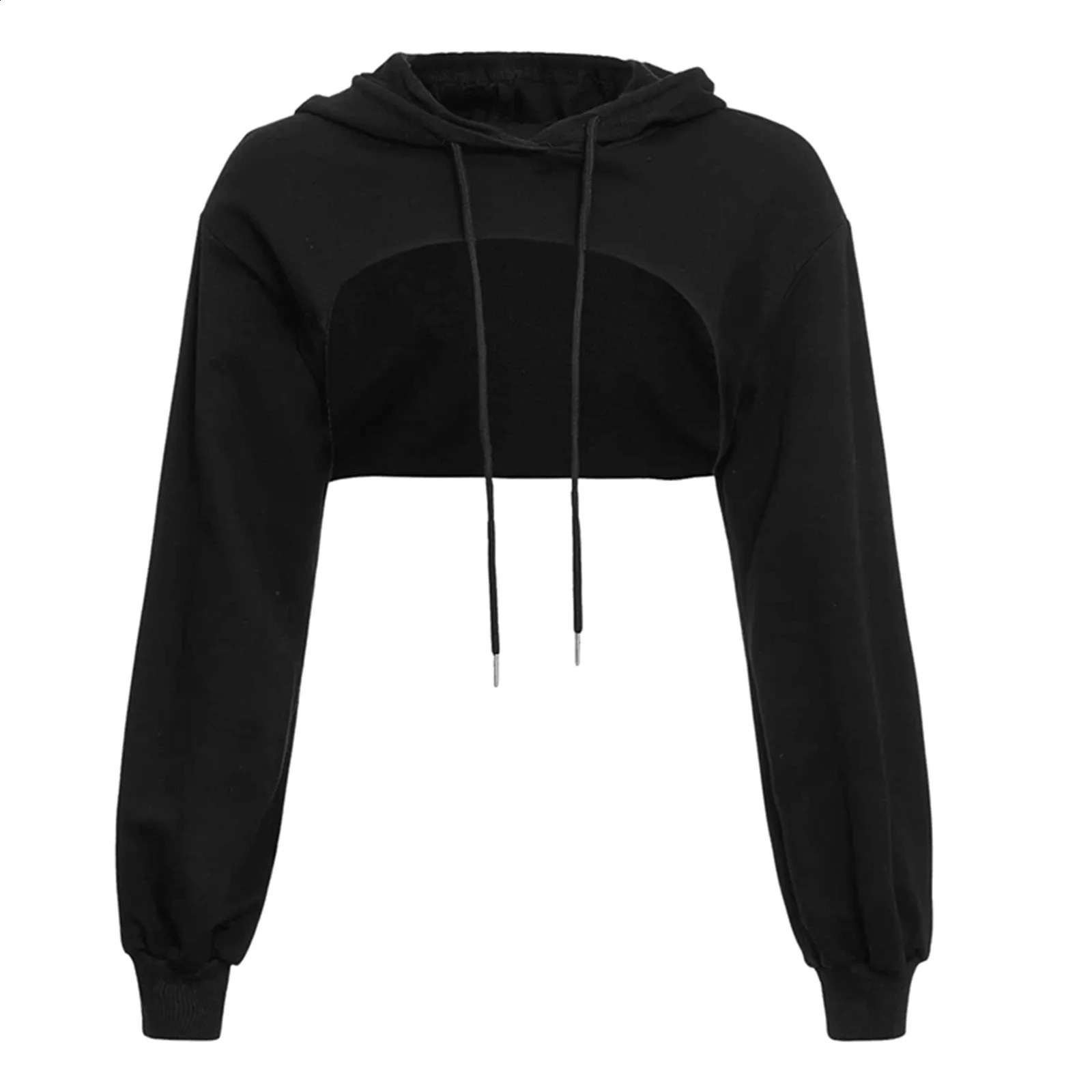 Women Ultra Short Hoodies y2k Crop Hooded Sweatshirt Kpop Kawaii Harajuku Long Sleeve Solid Color Hoodie Sudaderas De Mujeres 250116
