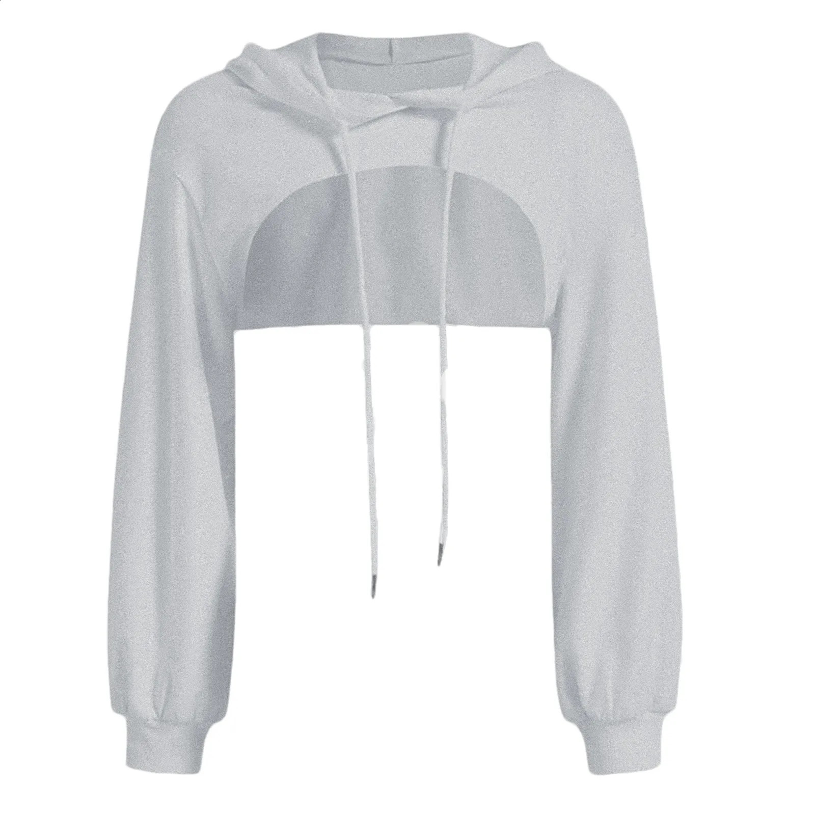 Women Ultra Short Hoodies y2k Crop Hooded Sweatshirt Kpop Kawaii Harajuku Long Sleeve Solid Color Hoodie Sudaderas De Mujeres 250116