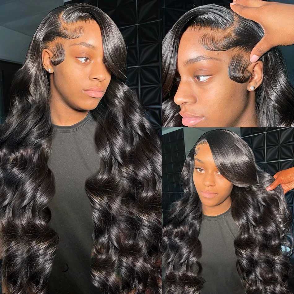 Body Wave Bundles with 13x4 Lace Frontal Human Hair Clo with 3 Bundles Weave Brazilian Remy Hair Natural Black ExtensionsXJ250120