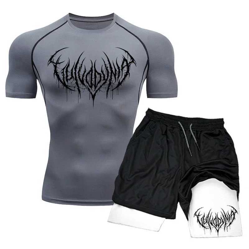 Compression T-Shirts+Shorts Sets For Men Quick Dry Rashguard Suit Gym Fitness Tight Running Training Tracksuit Shirts X250129