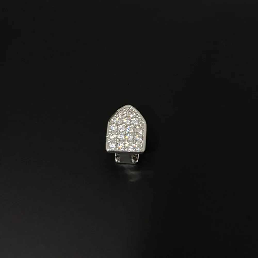 RACHELZ Single Full CZ Stone Teeth Grillz Brace Gold Silver Color Cubic Zircon Tooth Caps For Women Men Jewelry Dental GrillsXJ250114