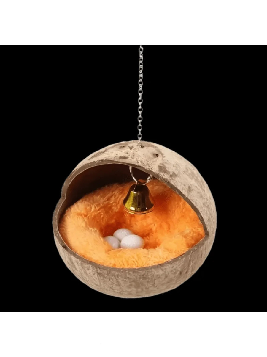 Natural Coconut Shell Birds Nest Parrots Nest Parrots Breeding Swing Hammock Hanging Ring Parrot Toy Suspension Bridge 250121