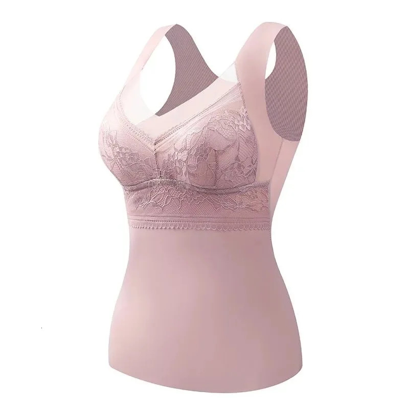 2pcs Woman Thermal Underwear Thermo Lingerie Winter Soft Warm Top Wear Thermo Vest Undershirt Intimate Lace with Bra Padded 250122