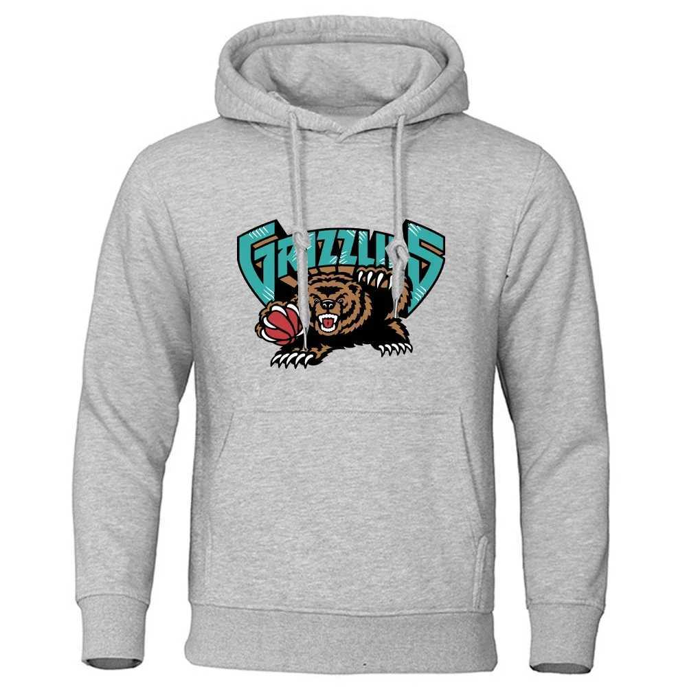 Grizzlies Print Street Style Hoodies Men Autumn Long Sleeve Pullover Tops Casual High Quality Outdoors ClothesXJ2500118