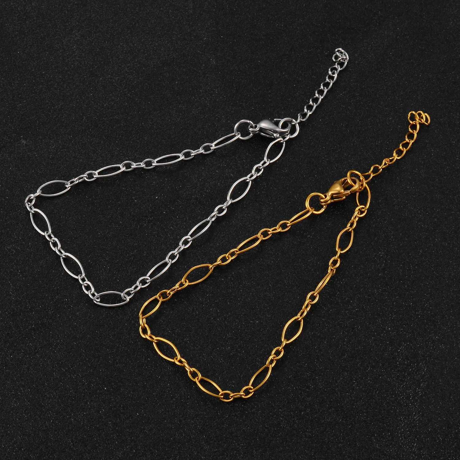 Stainless Steel Handmade Chain Golden Figaro Bracelet High Quality Mens and Wens Jewelry X250129