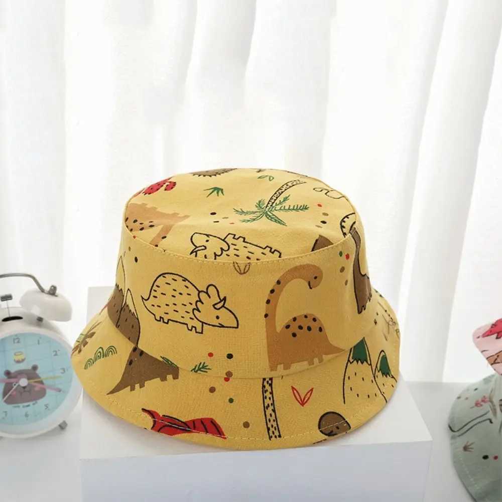 Cartoon Dinosaur Print Baby Bucket Caps for Boy Girl Cute Animal Infant Fisherman Hat Summer Toddler Panama Sun Cap Bonnet M250121