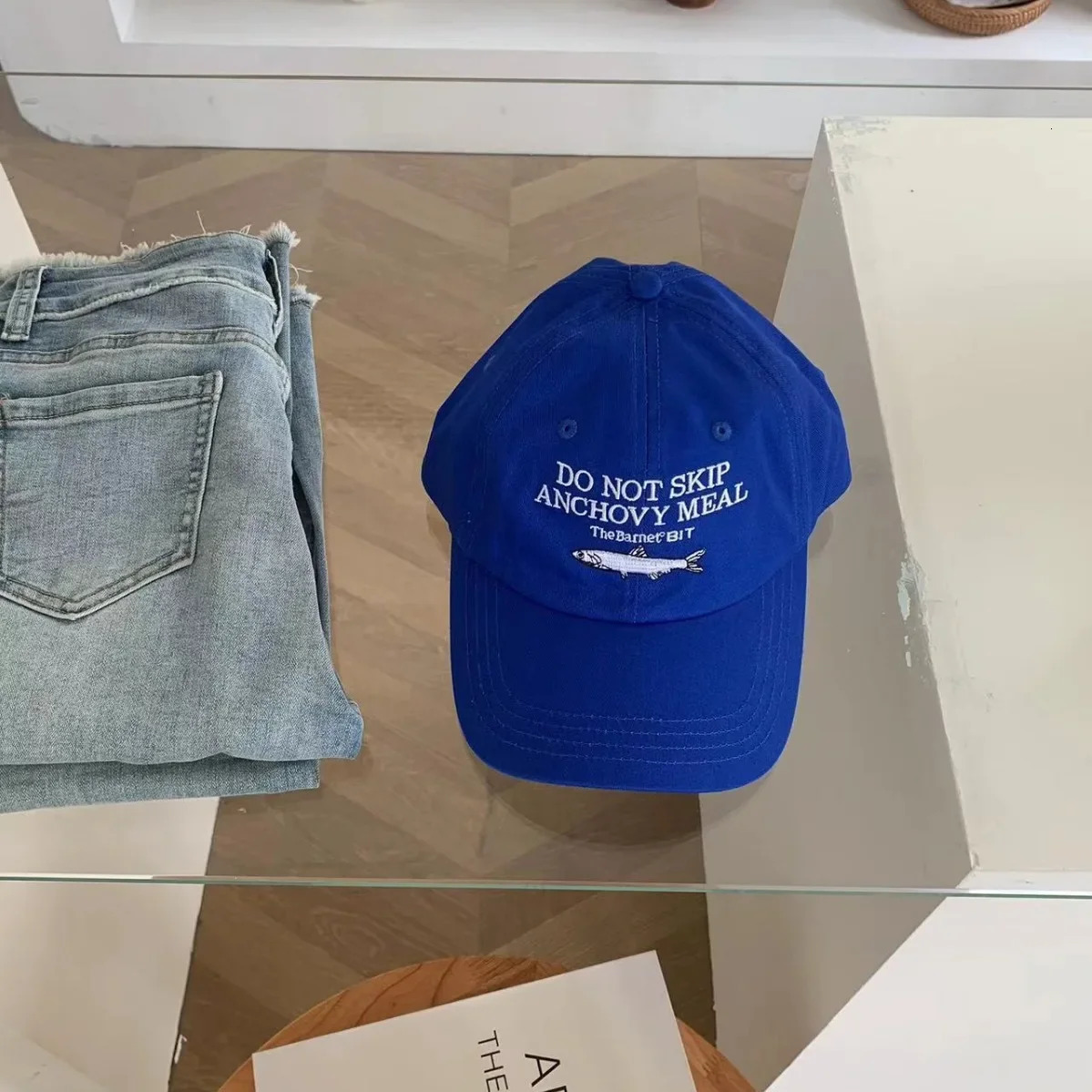 Womens Anchovy Embroidery Baseball Cap Korean Ins Royal Blue Baseball Cap Summer Sun Protection Sport Hat Beach Accessories 250117