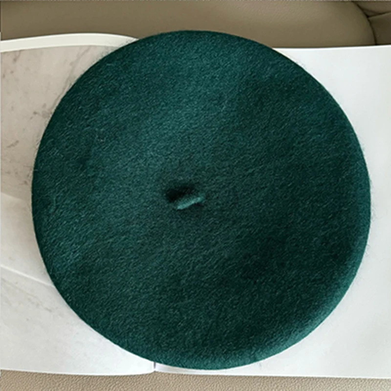 Luna Dolphin Women Autumn Winter Wool Mushroom Hat Berets Avocado Green Vintage Artist Cap Painter Beanie Hat Sweet Color Warm 250120
