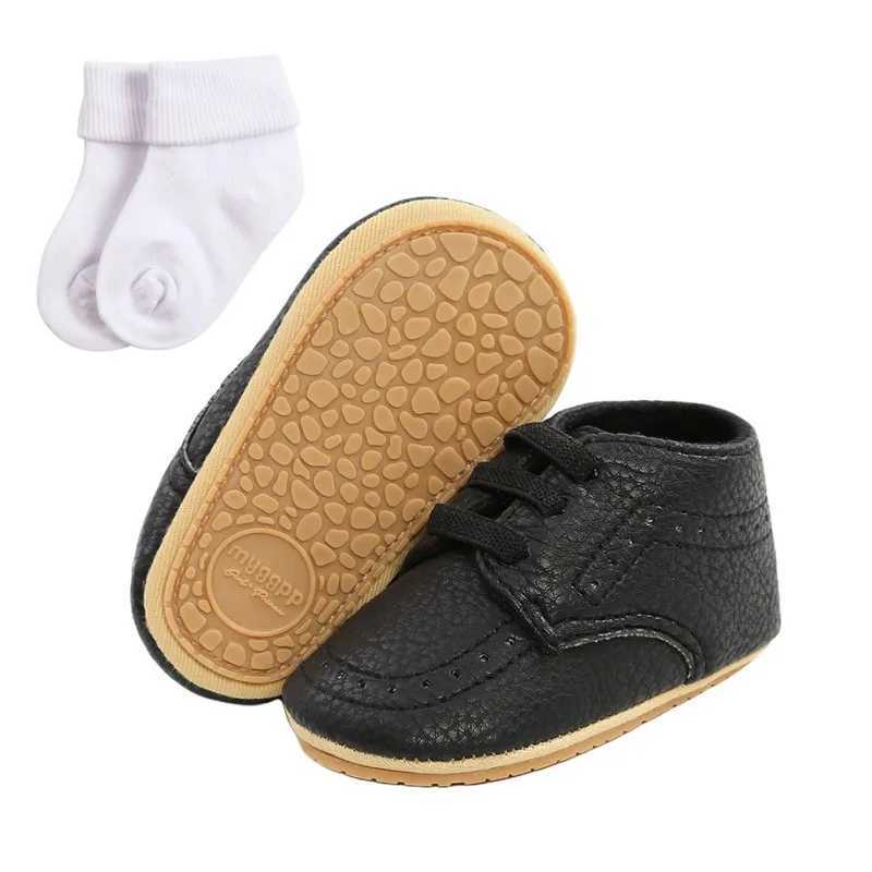 2 pieces of children newborns babies boys and girls coated shoes shoelaces soft shoe soles anti slip first step walker+0-18M socks X250129