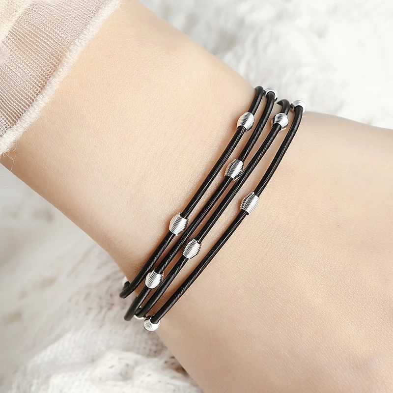 Fashion Jewelry Wens Charm Gift Metal Carbon Steel Wire Spring Ball Tree-layer Cbination Mixed Color Spring Bracelet Set X250129