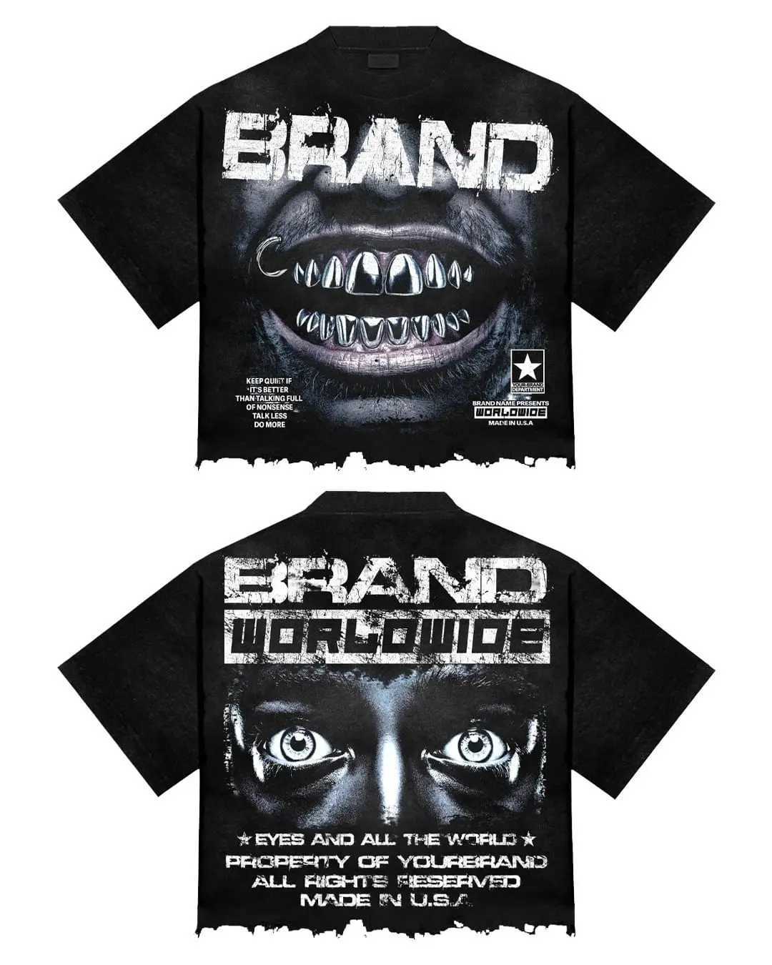 Harajuku Street Hip Hop Fashion Portrait Oversized Printed T-Shirt Mens Pure Cotton Summer Loose Casual Gothic Y2K Short SleeveXJ250117