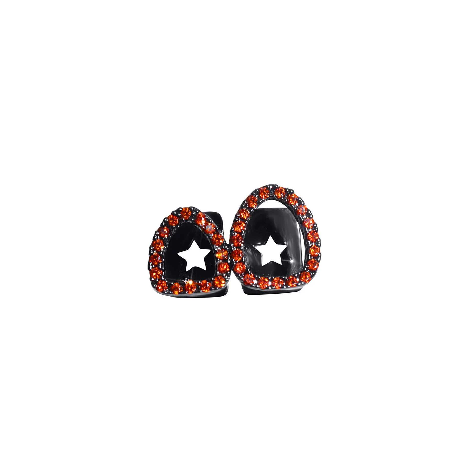 RACHELZ Y2K Gothic Flame Heart Zircon Teeth Grillz Black Color Hollow CZ Stone Tooth Caps For Women Men Jewelry Halloween GiftXJ250114