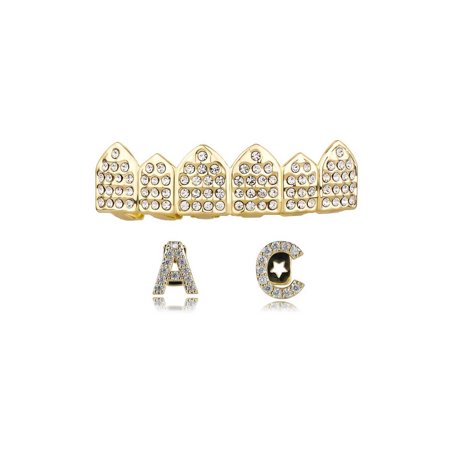 Trendy Hollow Cross Teeth Grillzs For Unisex Top Grillz Iced Out Cubic Zirconia Stone Brass Material Hip Hop Cosply JewelryXJ250114