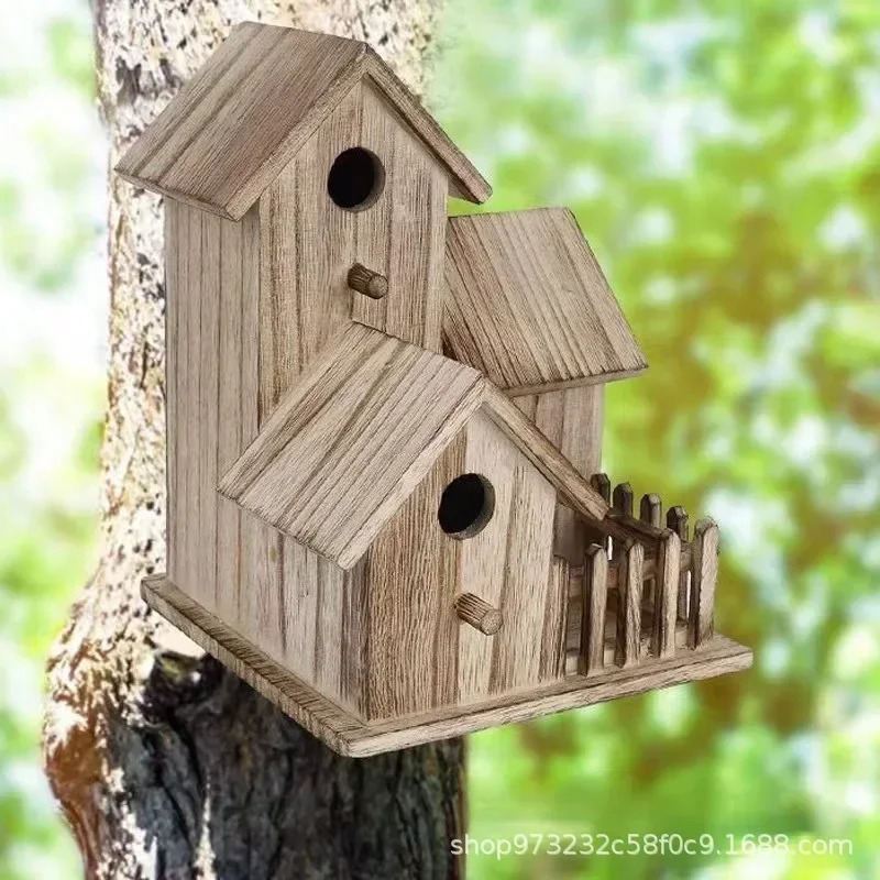 Wild Wooden Bird House Outdoor Garden Courtyard Creative Bird Rest Nest Mountable Nesting Box Bird Breeding Box 250121