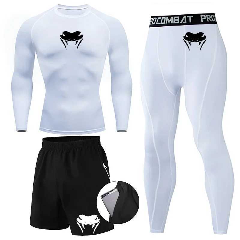 New MMA T-shirt+Pants Set Jujutsu Rashguard Mens Bjj Muay Thai Shirt Long Sleeve Boxeo Clothing Gym rshire Top Shorts X250129