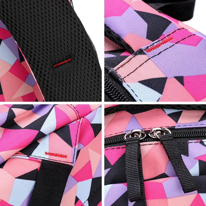 3Pcs Colorful Children Backpack Geometric Girls School Backpacks Korean Primary Bagpack Set Multi-Function Handbag Travel Bags 250109