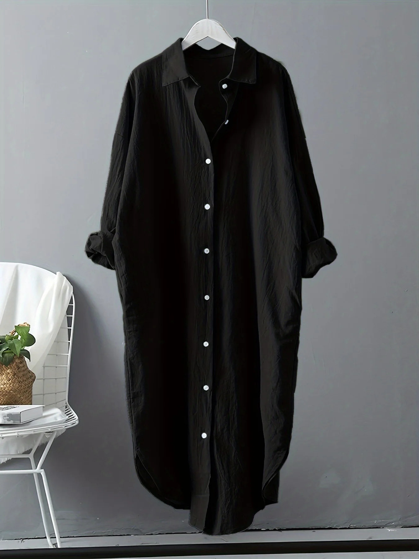 Fashion Long Sleeve Cotton Linen Midi Dress Women Fall Loose Casual Comfortable White Buttons Dresses For Women Robe Femme 250121